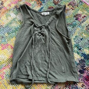 Heart Hips Olive Lace-Up Tank Top